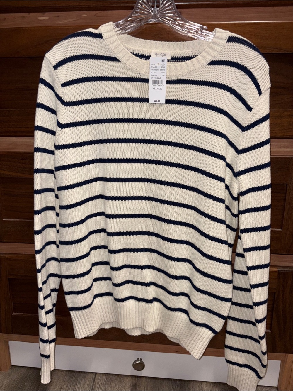 Brandy Melville NWT Cream and Blue Cotton Sweater